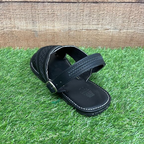 Men's Handmade Cushioned Black Embroidered Sandals Huaraches Mexicanos Bordados - Picture 4 of 6